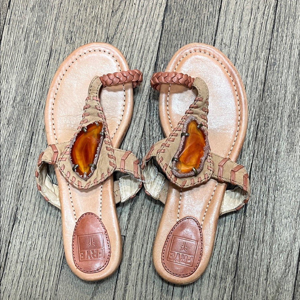 J.Renee Tan Sandals with Amber Detail